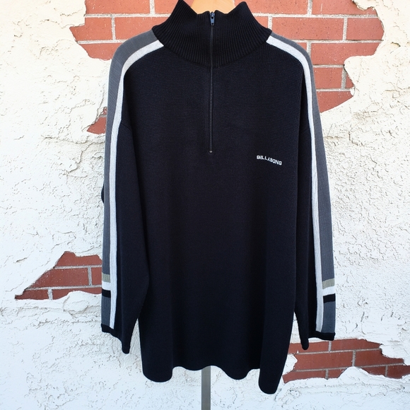 XL tall men BILLABONG 1/4 zip black sweater - Picture 3 of 14
